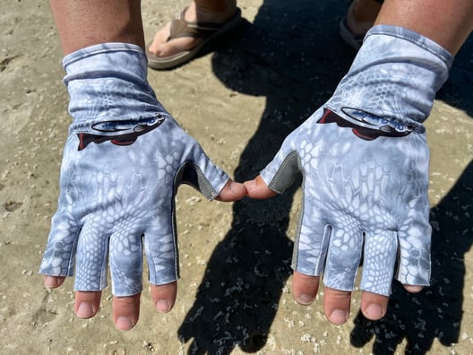Skinnywater logo fingerless gloves