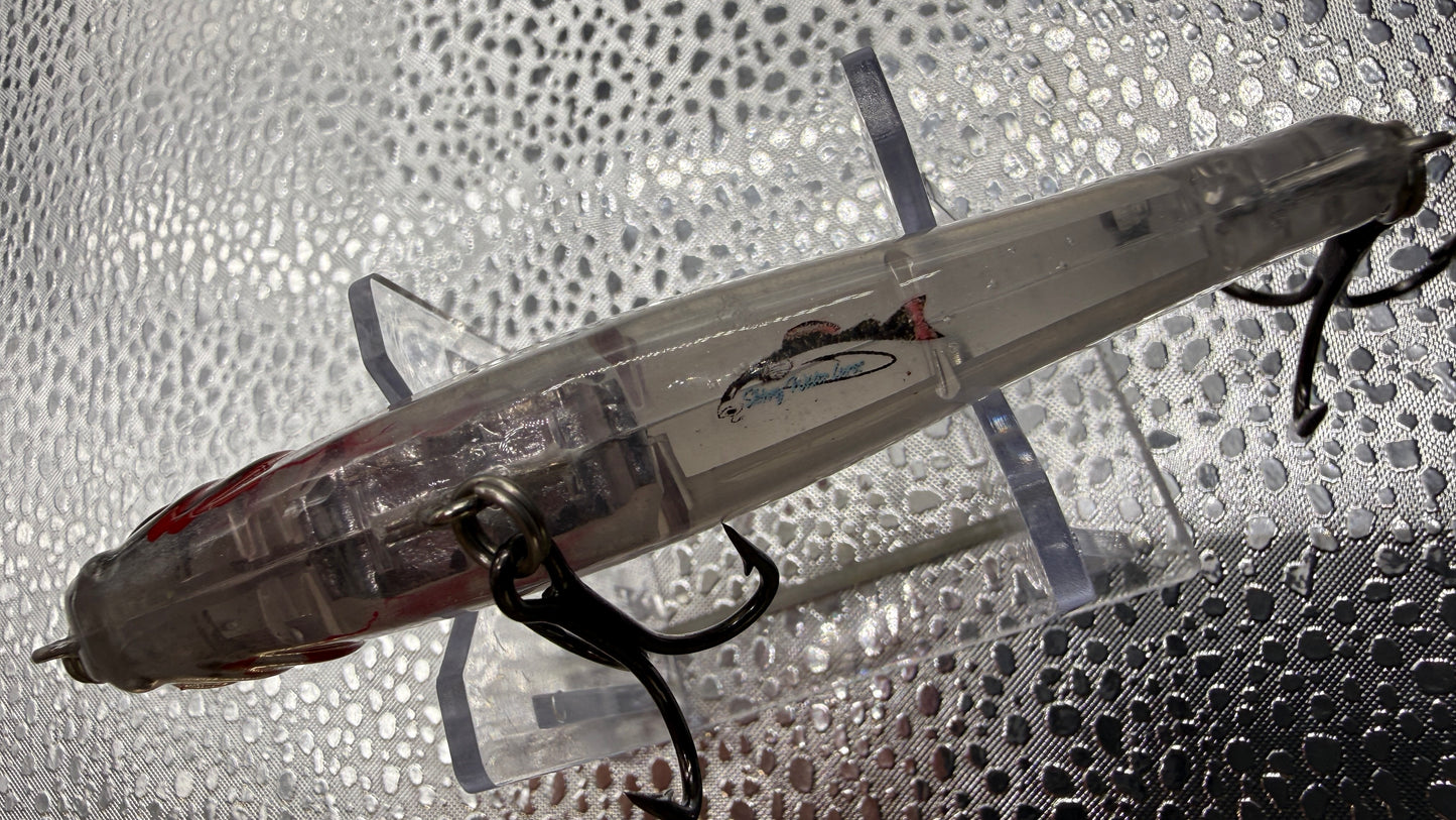 Translucent White and Blood 4 inch Twitch Bait