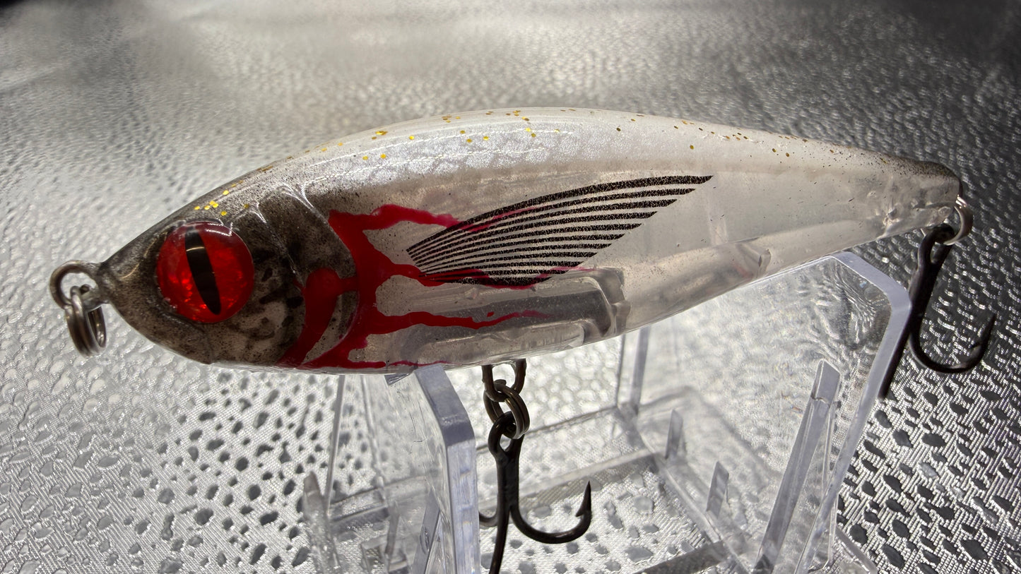 Translucent White and Blood 4 inch Twitch Bait