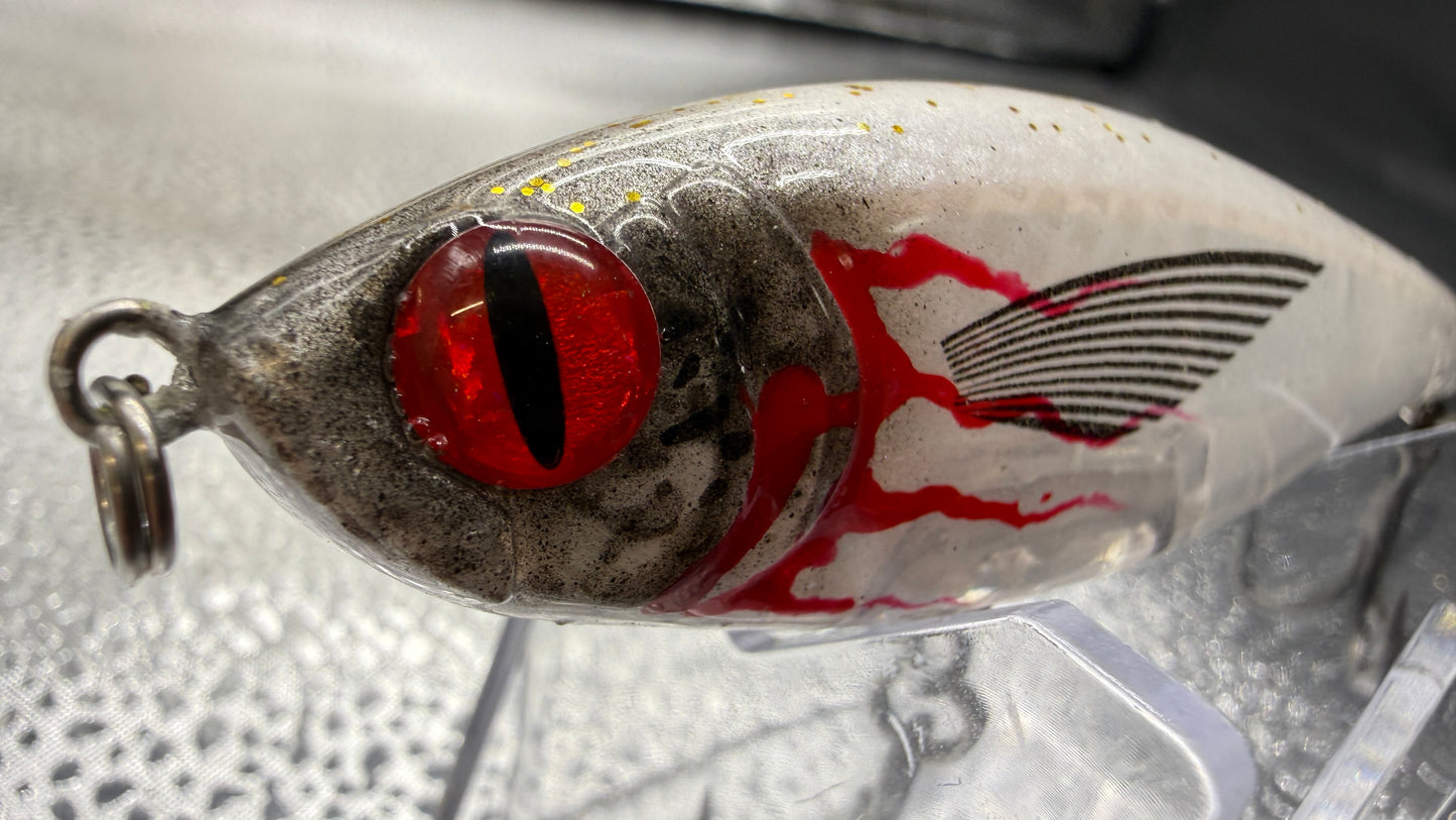 Translucent White and Blood 4 inch Twitch Bait