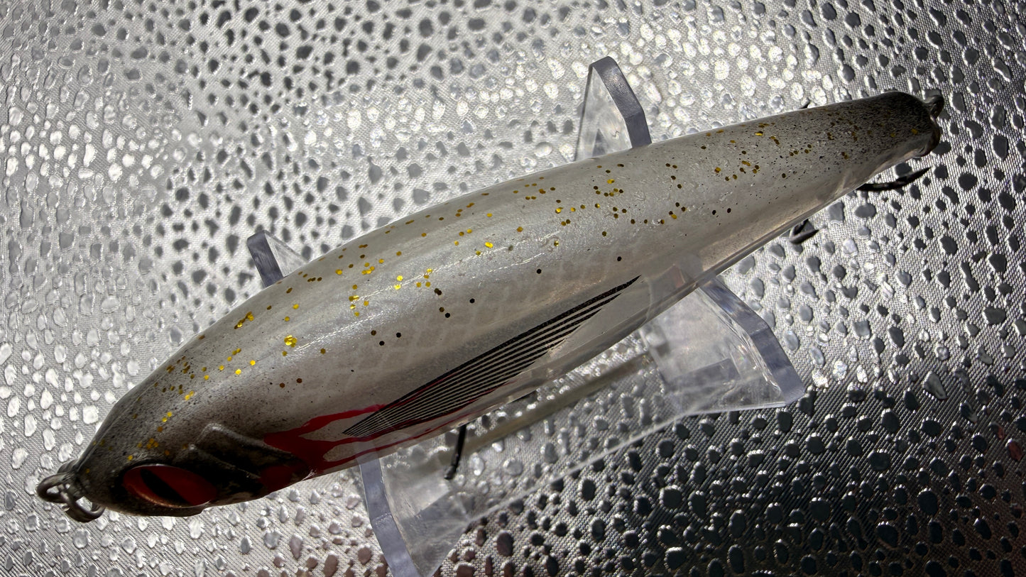 Translucent White and Blood 4 inch Twitch Bait